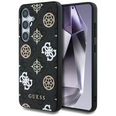 Guess 4G Printed Colored Peony Pattern MagSafe case for Samsung Galaxy S25 black