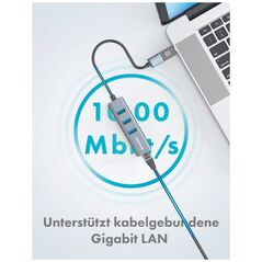 Graugear USB HUB GRAUGEAR USB-HUB 3x USB 3.0 Θύρες Type-A+ Gbit LAN λιανικής 12906033 4260746550153