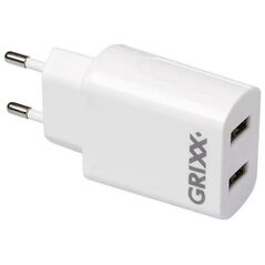 Grixx Grixx Power Adapter 220V White Dual USB A 14405895 8718375458914