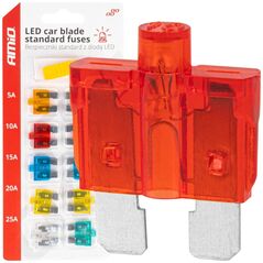 Bezpieczniki samochodowe standard z diodą led 10 szt. amio-04341