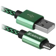 Kabel USB Defender USB-A - microUSB 1 m Zielony (87804)