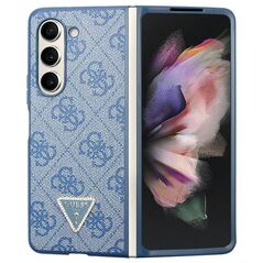 Guess GUHCZFD5P4TDPB Samsung Galaxy Z Fold 5 hardcase Leather 4G Triangle Strass blue