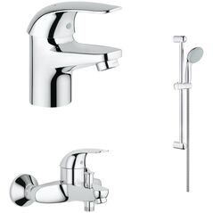Grohe Bathroom set GROHE EUROECO, bathtub and washbasin faucets, "Tempesta 100" hand shower, hose