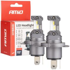 AMiO Żarówki samochodowe led seria hybrid h4 h19 6000k canbus 60w amio-04114