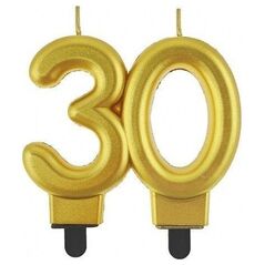GoDan Świeczka cyferka 30 Beauty&Charm metalik złota 8cm