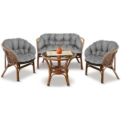 AIO FACTORY Zestaw ogrodowy szary 190x40cm+2 poduszki 122x40cm