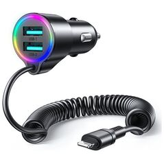 Ładowarka Joyroom Joyroom szybka ładowarka samochodowa 3 w 1 z kablem Lightning 1.5m 17W czarny (JR-CL25)