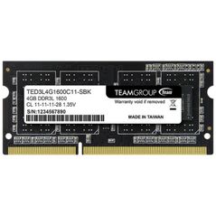 TeamGroup Μνήμη RAM S/O 4GB DDR3 PC 1600  Team Elite retail (TED3L4G1600C11-S01) έως 12 άτοκες Δόσεις