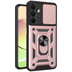 Etui pancerne Hybrid Armor Camshield z osłoną aparatu i metalowym ringiem do Samsung Galaxy A16 / A16 5G - różowe