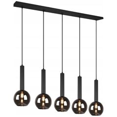 Pendant lamp TRIO CLAYTON, 5 x E27, max 28W, black, 115 x20 x h150 cm