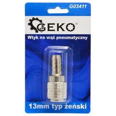 Geko WTYK NA WĄŻ PNEUMATYCZNY 13MM TYP ŻEŃSKI (BLISTER) (10/100) G03411 GEKO