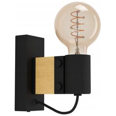 Wall lamp EGLO Bailrigg, 1 x E27, 40W, black/wood color, 5.5 x 14 x 13.5 cm