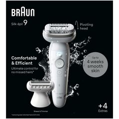 Braun Silk-épil 9 9-041, Silver, 40 tweezers, MicroGrip, Battery, 100 - 240 V, 50/60 Hz