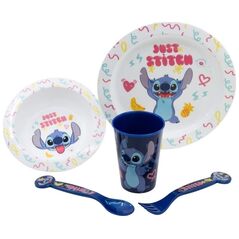 Disney Stitch - Zestaw naczyń do mikrofali 5 szt. z kolekcji Palms (talerz, miska, kubeczek, widelec, łyżeczka)