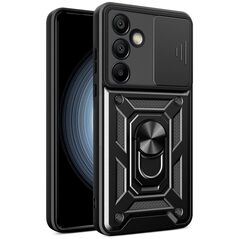 Etui pancerne Hybrid Armor Camshield z osłoną aparatu i metalowym ringiem do Samsung Galaxy S24 FE - czarne