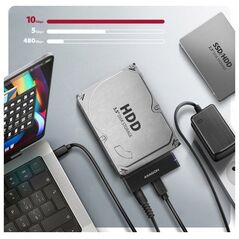 axagon ADSA-FPX Adapter USB-C 10Gbps SATA 6G 2.5'/3.5' SSD/HDD FASTPORT X, w tym zasilacz, 60cm USB-C/USB-A kabel