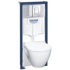 Grohe Serel 5in1 κρυφό σετ WC: WC potinkinis rėmas + klozetas + mygtukas + lėtai nusileidžiantis dangtis + φρέσκο ​​kvapų konteineris + garso izoliacinė tarpinė, 39468000 8481594 4005176433924