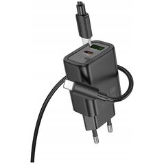 HOCO ładowarka sieciowa USB A + Typ C + kabel Typ C do Lightning PD QC3.0 3A 30W N63 czarna