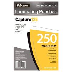 Fellowes Fellowes A4 Glossy 125 Micron Laminating Pouch 250-Value Pack - 5314903 754407 43859521852