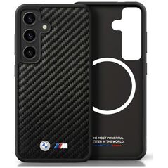 Etui BMW Leather Carbon MagSafe do        Samsung Galaxy S25+ czarny