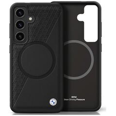 Etui BMW Leather Half Textured MagSafe    do Samsung Galaxy S25 czarny