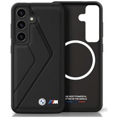 BMW Leather Oversized Stripes MagSafe case for Samsung Galaxy S25 black