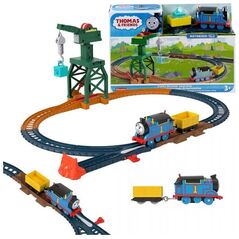 Fisher Price Lokomotywa z napędem Tomek o Przyjaciele Dwig Karolek i ładunek