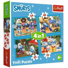 PUZZLE 4w1 Wioska Smerfów/The Smurfs 34656