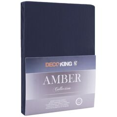 Decoking Prześcieradło Fitted/amber/navyblue/80-90x200+30 cm