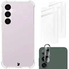 Bizon Case Clear Pack case + 2x tempered glass + lens protection Samsung Galaxy S24+ Plus clear