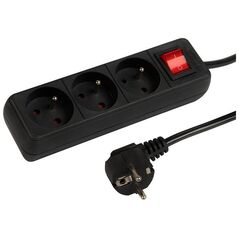 98-770# Przedłużacz sieciowy pr-370wsp 3-gniazda z uziemieniem+wyłącznik 1,5m czarny (3x1,5mm)