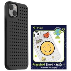Pinit Pinit Dynamic + Σετ θήκης Pinit Emoji iPhone 14 Plus 6,7" μαύρο/μαύρο μοτίβο 1 13002113 5905359817260