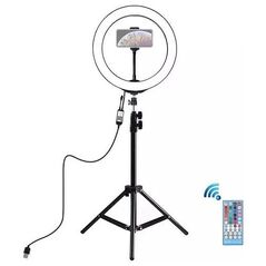 Lampa pierścieniowa Puluz LED žiedinė lempa 26cm, su trikoju stovu iki 1.1m ir telefono laikikliu, USB
