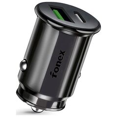 Φορτιστής αυτοκινήτου Fonex 36W USB + Type-C PD By Fonex Black 13452818 8026386254822