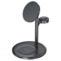 Choetech Belaidis įkroviklis φορτιστής CHOETECH, 15W, 3in1, μαγνητίνη, juodas su stovu 13471858 6932112105332