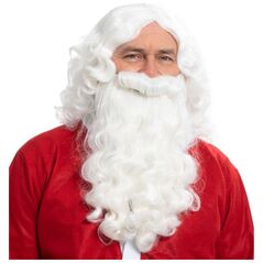 Winteria Santa Wig&beard set baltas