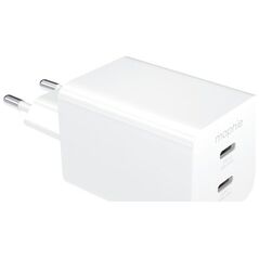 mophie Essentials Power Adapteris Dual USB-C PD 50W EU Baltas