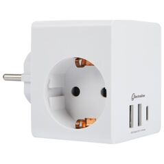 55085 Cube 3-way Adapter with USB Charger