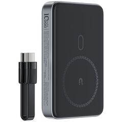 Powerbank magnetyczny 10000mAh indukcyjny 2x USB-C PD 30W + kabel USB-C - czarny Powerbank magnetyczny 10000mAh indukcyjny 2x USB-C PD 30W + kabel USB-C - czarny