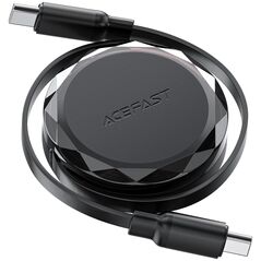 Kabel przewód USB-C - USB-C zwijany z organizerem 60W - czarny Kabel przewód USB-C - USB-C zwijany z organizerem 60W - czarny