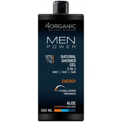 4ORGANIC_Men Power naturalny żel pod prysznic 3 w 1 Energy 500ml