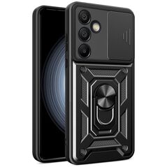 Etui pancerne Hybrid Armor Camshield z osłoną aparatu i metalowym ringiem do Samsung Galaxy S25+ - czarne