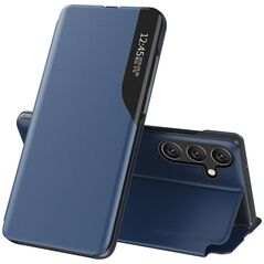 Eco Leather View Case etui do Samsung Galaxy S24 FE z klapką i podstawką - niebieskie