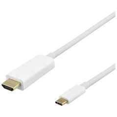 Kabel Deltaco USB-C - HDMI kabelis DELTACO 4K UHD, paauksuotos jungtys, 2m, baltas / USBC-HDMI1021-K / 00140022