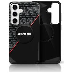 AMG Double Layer Rhombs MagSafe Case for Samsung Galaxy S25+ Black/Red
