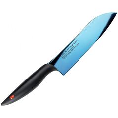 Kasumi KASUMI Nóż Santoku kuty Titanium dł. 18 cm, niebieski