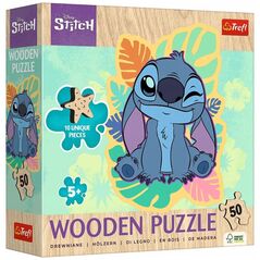 Puzzle 50el Drewniane konturowe. Wesoły Stitch Disney Lilio i Stitch 20281 Trefl