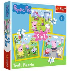 Trefl Puzzle 3w1 Świnka Peppa - Wesoły dzień Peppy