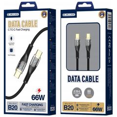 JELLICO kabel B20 USB-C - USB-C PD 66W 1M Czarny
