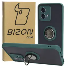 Bizon Case Hybrid Ring Motorola Moto G84 5G smoky with a dark green frame